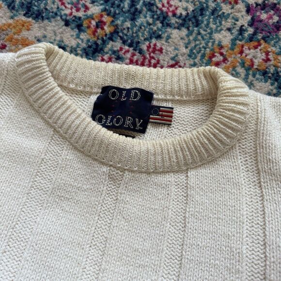 Vintage Old Glory Sweater Mens Large Pullover Knit Flag USA Crew Neck Patriotic - Picture 7 of 7